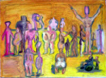 'People' by Patricia Dobrosi-Pearson. 18 X 24in. Oil on stretched canvas. $125